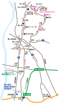 寒川広域リサイクルセンター・茅ヶ崎市資源分別回収協同組合案内図