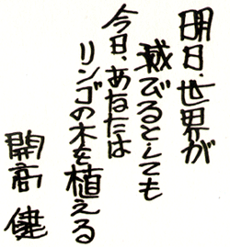 「明日世界が滅びるとしても　今日あなたは　リンゴの木を植える」開高健