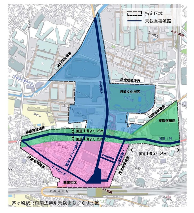 茅ヶ崎駅北口周辺特別景観まちづくり地区地図