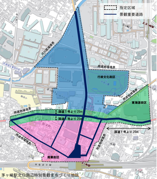 茅ヶ崎駅北口周辺特別景観まちづくり地区地図