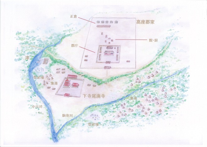 下寺尾官衙遺跡群周辺の景観復元図（暫定版）