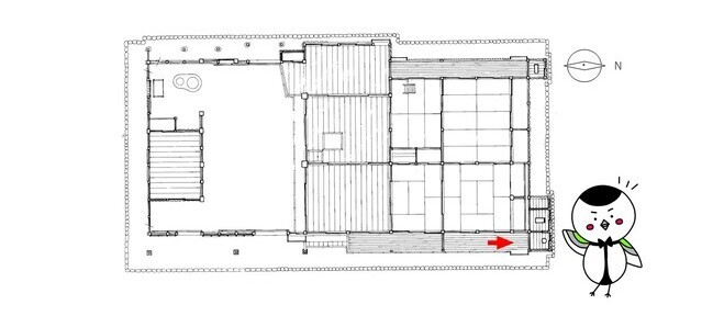 【図2】和田家の平面図。便所は家屋北東と北西に2ヵ所ある。