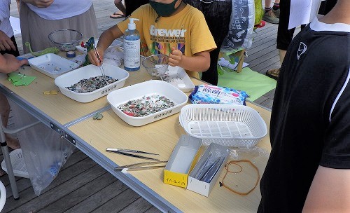 5:飾りづけ用のマイクロプラスチックの色や形を選別