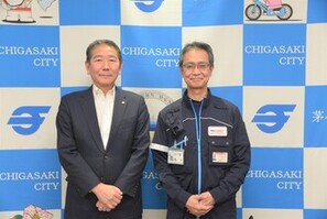 市長と隊員の撮影