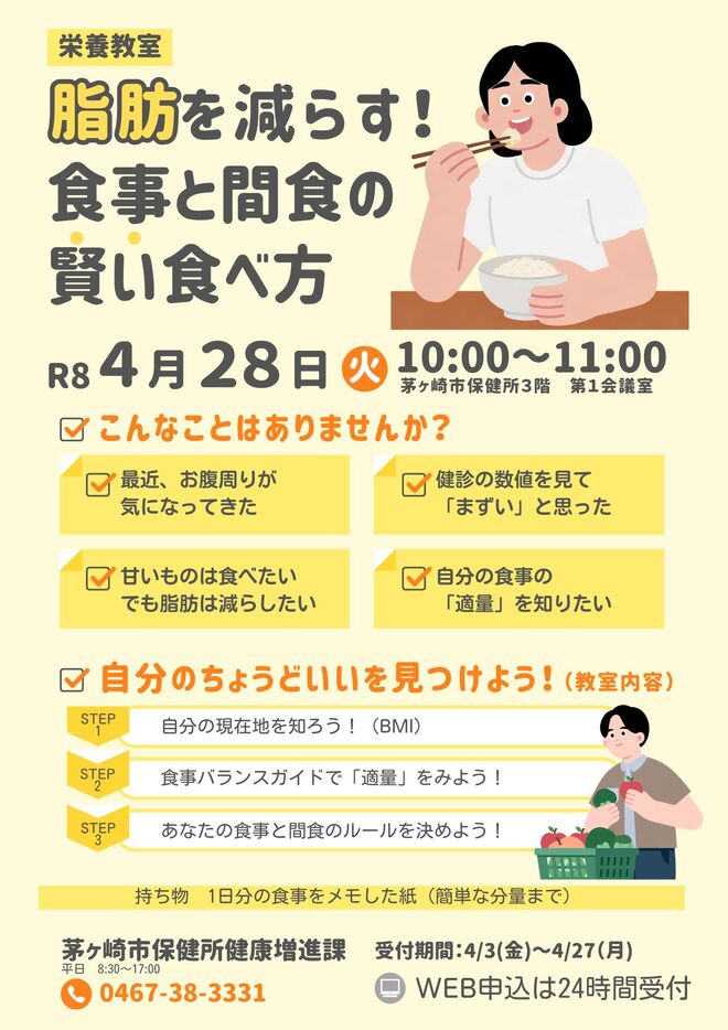 脂肪を減らす！食事と間食の賢い食べ方（ちらし）