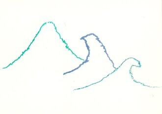 『富士山、烏帽子岩と波』 田代　哲也（たしろ　てつや）さん　【作品コンセプト・PR】 元サーファーだったので波のカップやお皿を陶器で作ってます。いい波の形にすごくこだわっております。波なのに烏帽子岩だね、とよく言われます。