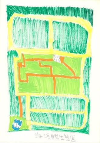 『海浜自然生態園』 川嶋　厚大（かわしま　こうだい）さん　【作品コンセプト・PR】 毎日パソコンで小説を書いています。その小説の舞台の地図を図にしています。今回は海浜自然生態園の地図を描きました。