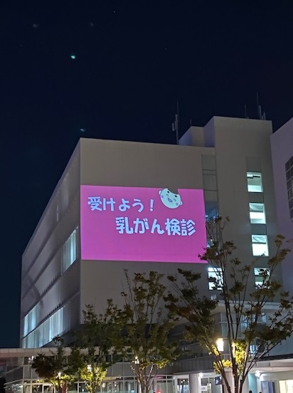 2:(画像)市庁舎外壁面に啓発動画を投影