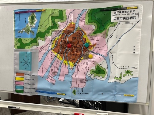 3:(画像)会場で展示した爆心地からの距離を示したマップ