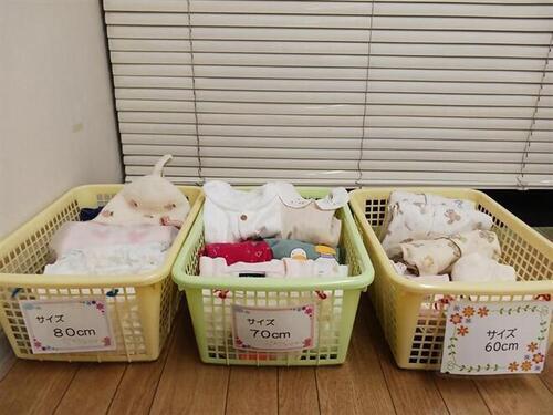 3:（画像）見やすいようにサイズ別にかごを用意